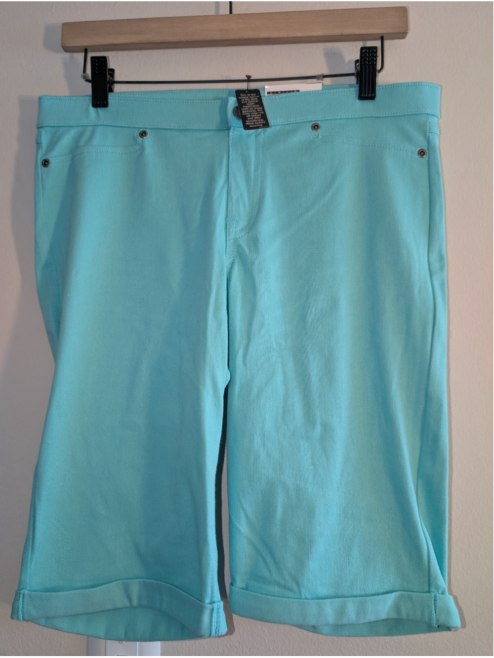 HUE Turquoise Boyfriend Bermuda Shorts L, women's